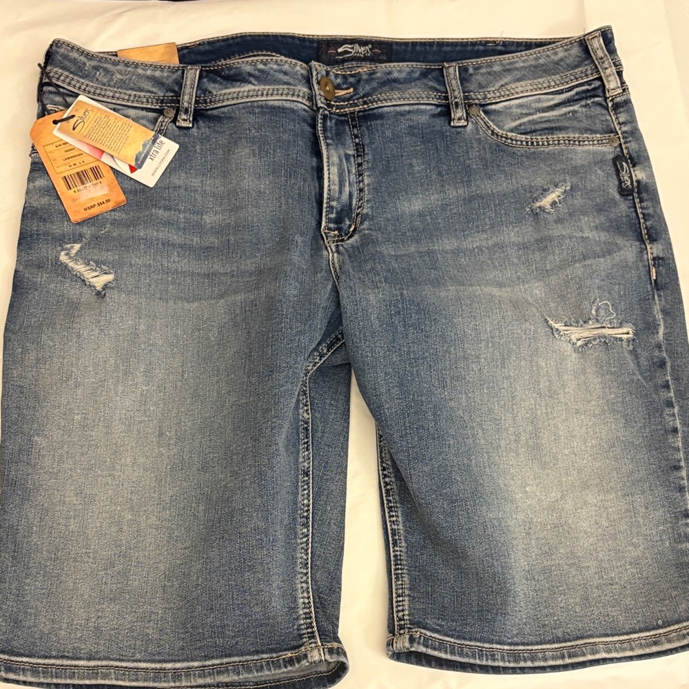 Men's Distressed Denim Shorts - Blue